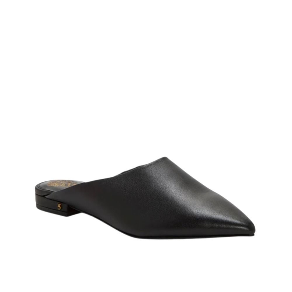 Vince Camuto Black Leather Pointed Toe Mule Slide Shoes Women 6M Minimalist $110